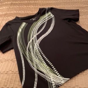 Allison Daley top, silver/ green design, PL